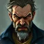 Placeholder: dnd, fantasy, handpainted, renaissance, large strokes, stylistic, portrait, illustration, artistic, professional illlustration, male, face, weathered face, sly, violent, evil, vigorous, rogue, criminal