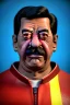 Placeholder: Waist up muppet Portrait, Nicolas maduro us muppet doll, Venezuelan president, tracksuit red blue and yellow, mustache, photo studio, red background, unreal engine 5, concept art, art station, ray tracing, lumen lighting, ultra detail, volumetric lighting, 3d.