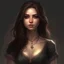 Placeholder: pretty girl, aged 19, brown hair, conventionally attractive, curvy, tight top, fit, necromancer, realism