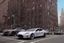 Placeholder: A Tesla 'Semi' (semi truck) is parked, near the Flatiron Building in Manhattan. (CINEMATIC, WIDE ANGLE LENS, PHOTO REAL)