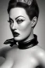 Placeholder: Joan Crawford as evil queen in black leather, busty, cleavage, dominatrix, curvy, angry, stern look. unreal 5, octane render, cinema4d, dynamic lighting, dramatic lighting, 4k, redshift render, highly detailed, hyper realistic,anthropomorphic