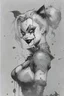 Placeholder: harley quinn for jim lee, inking in nankim, clear background