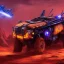 Placeholder: yberpunk, landscape, transformers, hi-tech robots, GUITARS, cinematic, highly detailed, close up, 4k, deep colors, gold, fire, red, purple, dark, ethereal, utopia, apocalypse, flying Cadillac, from outer space