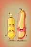 Placeholder: Cute cartoon like bacon and banana characters