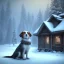 Placeholder: SAD, SCARED, LONELY DOG TIED UP OUTSIDE WITH A HOUSE IN BACKGROUND, WINTER, 8k resolution, high-quality, fine-detail, intricate, digital art, detailed matte, volumetric lighting, illustration, 3D octane render, brian froud, howard lyon, selina french, anna dittmann, annie stokes, lisa parker, greg rutowski