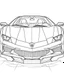 Placeholder: Front Lamborghini car drawn without color for coloringFronte