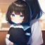 Placeholder: Clear focus,High resolution, Black short fluffy hair, and blue eyes, wearing a sailor uniform, When the girl was a baby