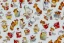 Placeholder: giftwrap pattern with watercolor of miniature teapots, children's book illustration, white parchment paper, wrapping paper, white linen, in the style of e. h. shepard, in the style of classic winnie the pooh