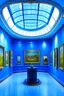 Placeholder: A museum for displaying paintings whose side walls are oval and made of blue glass