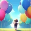 Placeholder: yound anime child letting go of a balloon, looking up into the sky at the baloon