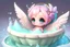 Placeholder: cute anime chibi fairy in the bathtube in foam bath