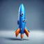 Placeholder: blue rocket cartoon stylized 3d