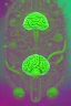 Placeholder: Vintage illustration of a slimey green brain melting, cartoonist animation style, hand drawn, neon lighting, gross art, pop punk, 90s anime inspired, airbrushing, post modern, horror cut, gradient chrome abberations, retro weird drawings, alien brain matter, blood spatter , scifi punk