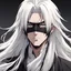 Placeholder: anime guy with long white hair that has a black mask on