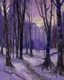 Placeholder: A purple winter forest painted by Claude Monet