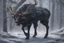 Placeholder: Venom Shadow symbiote in 8k realistic anime drawing style, Deer skull, non-eyes, blue neon crystal Antlers, dark snow forest, intricate details, highly detailed, high details, detailed portrait, masterpiece,ultra detailed, ultra quality