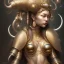 Placeholder: Sango fantasy, fantasy magic, intricate, sharp focus, illustration, highly detailed, digital painting, concept art, matte, art germ and Paul Lewin and Kehinde Wiley, masterpiece silver elephant head bronze Buddha Asian African girl nice breast Hawaiian hair turquoise golden waves