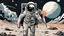 Placeholder: comic style, Moon landing