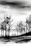 Placeholder: Watercolor black and white far away trees