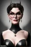 Placeholder: Carmen Dell`orifice as evil queen in black leather, leather, busty, cleavage, angry, stern look. character design by cory loftis, fenghua zhong, ryohei hase, ismail inceoglu and ruan jia. unreal engine 5, artistic lighting, highly detailed, photorealistic, fantasy