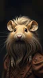 Placeholder: A mouse with human look face and long hair and beard looks like an ancient Sumerian gods