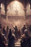 Placeholder: illustration fantasy medieval people applauding in arena