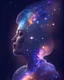 Placeholder: Human girl galaxy very beautifull, transparent profile, cosmic starry sky wallpaper, small planete and small ufo in the head