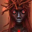 Placeholder: Visage homme sorcier africain vaudou yeux rouges forêts