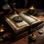 Placeholder: un grimoire ouvert posée sur une table, fantasy style