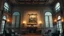 Placeholder: Luxurious Victorian mansion indoors, in the main wall there it a rectangular frame for a painting, cinematic lighting, octane rendering, 8k, ultra high definition, unreal engine, hyperrealism.