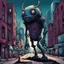 Placeholder: strange creature in the city in Tim Doyle style