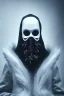 Placeholder: All Black santa, ghost, wearing high tech mask, white smoke, dark, rage, sorrow, high definition, ultra 8 k, volumetric lighting, blue fire, fog