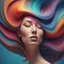 Placeholder: 3d digital photography design for a woman's head, in the style of swirling colors, split toning, hyper-realistic oil, flowing lines, detailed character illustrations, colorful mindscapes, matte photo