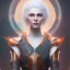 Placeholder: fantasy setting, woman, orange white hair