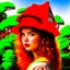 Placeholder: woman with a red beisball hat