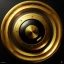 Placeholder:  black background, shiny golden embossed circle ornament, 3d, cinematic, photorealistic