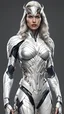 Placeholder: A realistic white wonder woman in a titanium cybernetic suit, detalhado, designe perfeito, alta qualidade arestas perfeitas e simetricas ::n_desenho de estilo, Low-quality imperfection, boneco, game, anime