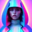 Placeholder: latin woman teenager, padded coat, retro futuristic, latex dress, gradient color, BLUE, PINK, CYAN, neon, insanely detailed, 16k resolution, perfect eyes, cinematic smooth, intricate detail