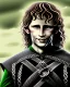 Placeholder: A skinny and relatively tall guy with wild curly blond hair, smiling with teeth and wearing black skinny jeans and a t-shirt. lord of the rings style