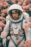 Placeholder: Portra 400 high dpi film scan of a NASA astronaut wearing a space suit made of millions of flowers. Editorial for NASA. floral edition