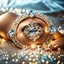 Placeholder: very beautiful fashion lady laying on a big diamond wearing nice bride, lights reflecting on diamond and her jewels