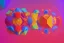 Placeholder: 3D colorful geometric installation, simplistic, studio lighting, C4D, 16k, Behance, Artstation, centered, top down camera, vibrant