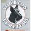 Placeholder: circle containing a black and white image of a Scottish terrier