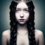 Placeholder: alien princess, cute, beautiful, long hair, wavy hair, black eyes, head and shoulders portrait, cinematic, 8k,