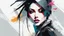 Placeholder: aesthetic, painterly style, modern ink, akali, akali custom, sensual, sultry, dark blouse, expressive pose, urbanpunk, abstract texture multilayer background, neo-expressionist , Russ Mills, Ian Miller