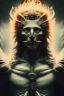 Placeholder: portrait photography of an ethereal beautiful animal god, Fire theme art, Dark moody night atmosphere, Portrait of a man by Michelangelo, 8K, close-up face, anatomically perfect face, ignore NSFW,cat,magic,city, steampunk, brutal native american chief ,apocalypse, set , dark sorrow,