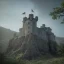 Placeholder: Old stone castle with trees in the background photo realistic