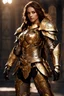 Placeholder: Half body Photography,very beautiful Katty Pery full body,looking front view,brown long hair, mechanical,delicate gold,silver metalic parts, golden parts, intricate armor, detailed part,Movie Still