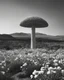 Placeholder: ULTRA REALISTIC, B&W Photograph, A mushroom cloud made of WHITE FLOWERS, in the distance in the desert, at Golden Hour, cinematic, cinematic shot, dynamic composition, details, intricate detail, professional lighting, film lighting, 35mm, anamorphic, lightroom, cinematography, bokeh, lens flare, film grain, hdr10, 8k, Roger Deakins, incredibly detailed, reflect, sharpen