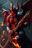 Placeholder: The devil playing the victim and guitar, looking at you ,red skin, scales, unreal engine 6, high detail, intricate, cinematic. photoshoot style, intricate, studio lighting, masterpiece , highly detailed, 8k, best quality, fire, smoke, dramatic,d,<lora:mshn:0.7>,<lyco:Warrior_Couture:0.5>,